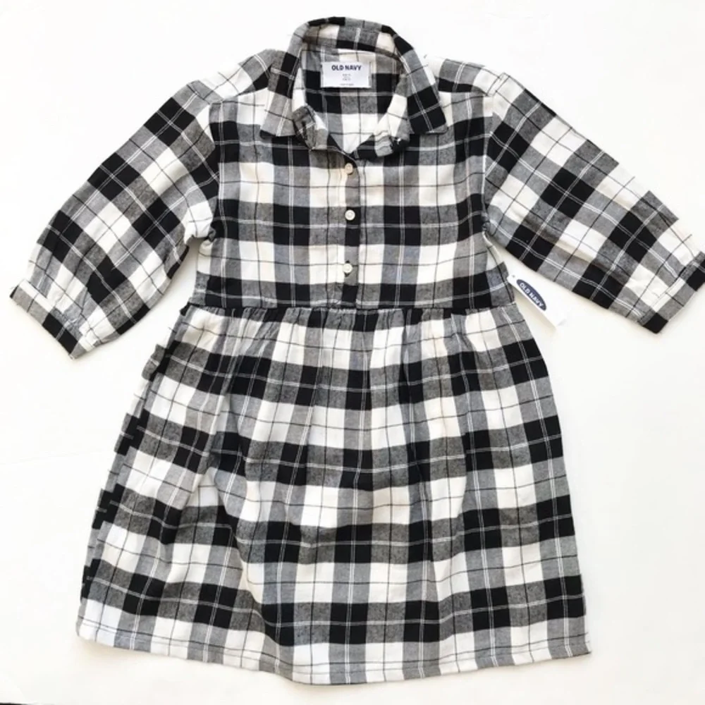Old Navy NWT black/white plaid shirt dress S(6/7Y)